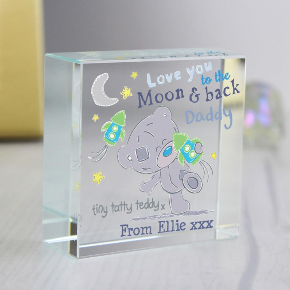 Personalised Tiny Tatty Teddy Moon & Back Crystal Block Extra Image 1
